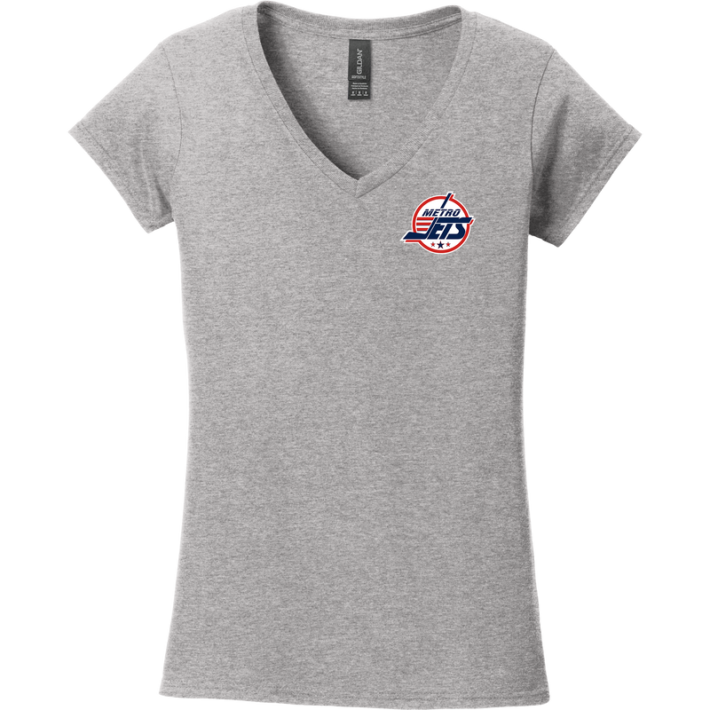 Metro Jets Softstyle Ladies Fit V-Neck T-Shirt